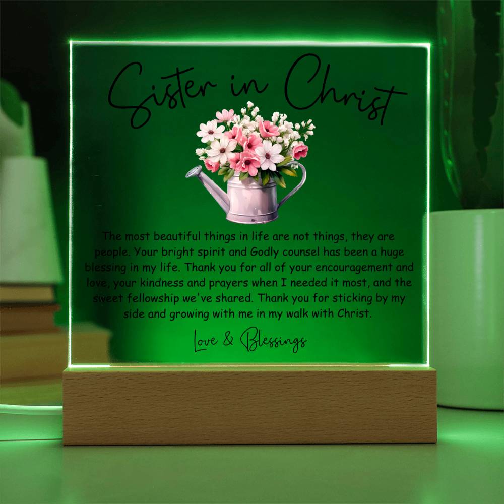 Thank You Sister in Christ Floral Acrylic Plaque