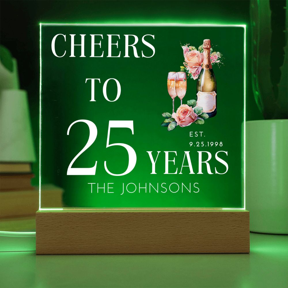 Cheers to 25 Years Personalized 25th Anniversary Acrylic Plaque