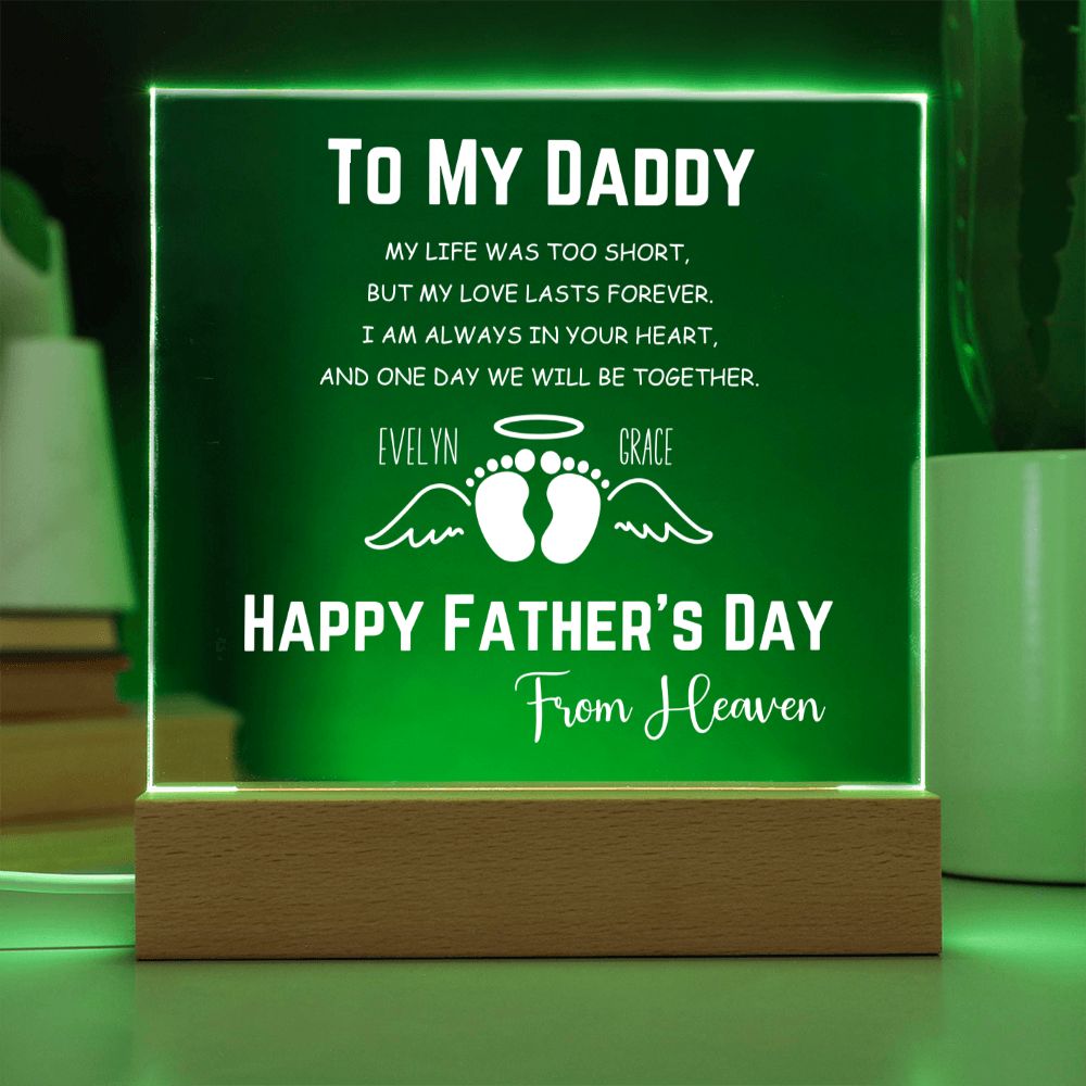 Fathers Day from Heaven Personalized Memorial Plaque - White