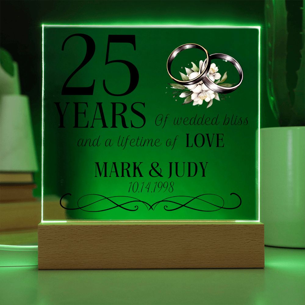 25 Years of Wedded Bliss Personalized Anniversary Acrylic Plaque