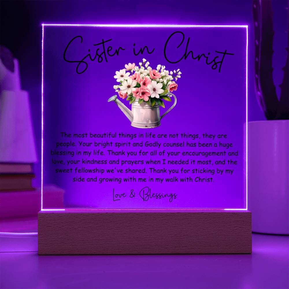 Thank You Sister in Christ Floral Acrylic Plaque