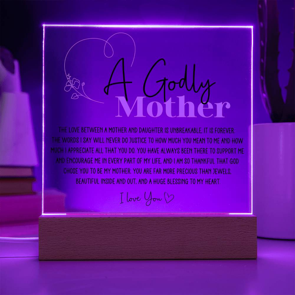 Godly Mother Heartfelt Acrylic Plaque - Pink