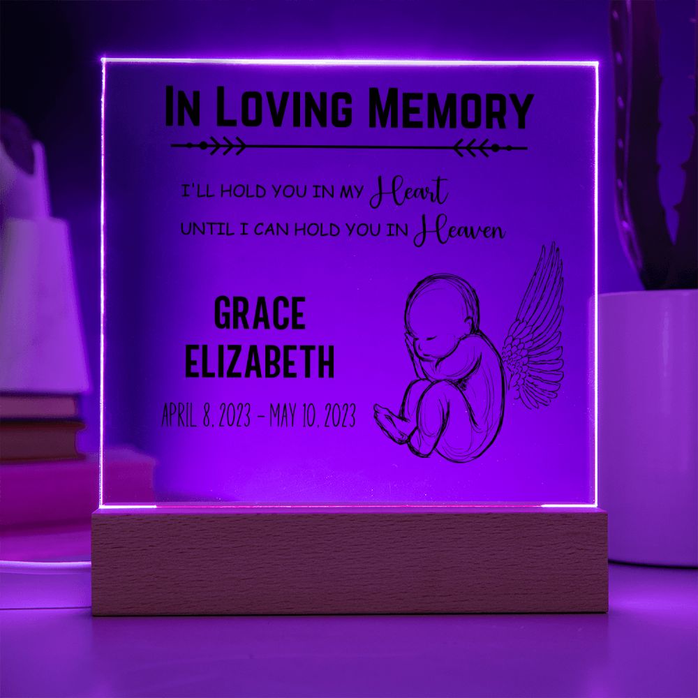 Personalized Baby Memorial Illuminated Acrylic Plaque for Infant Loss