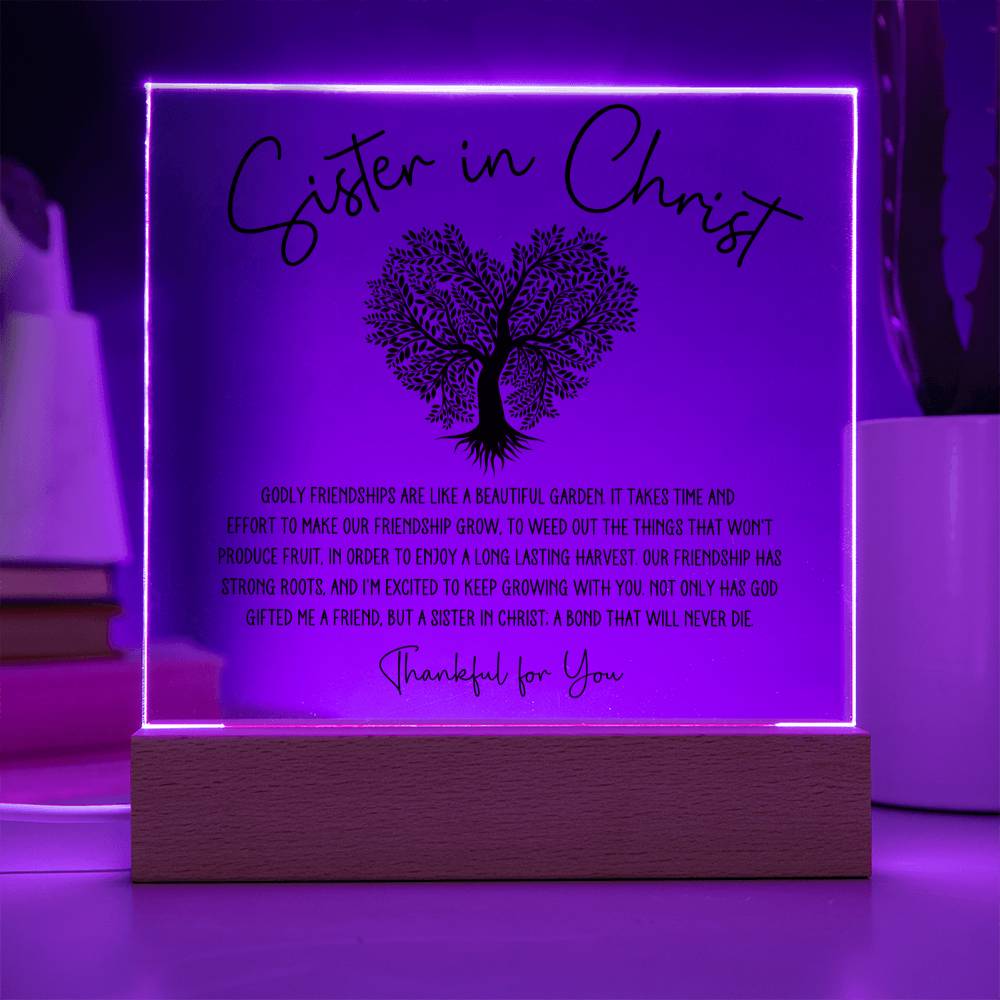 Heart Tree Sister in Christ Friendship Acrylic Plaque