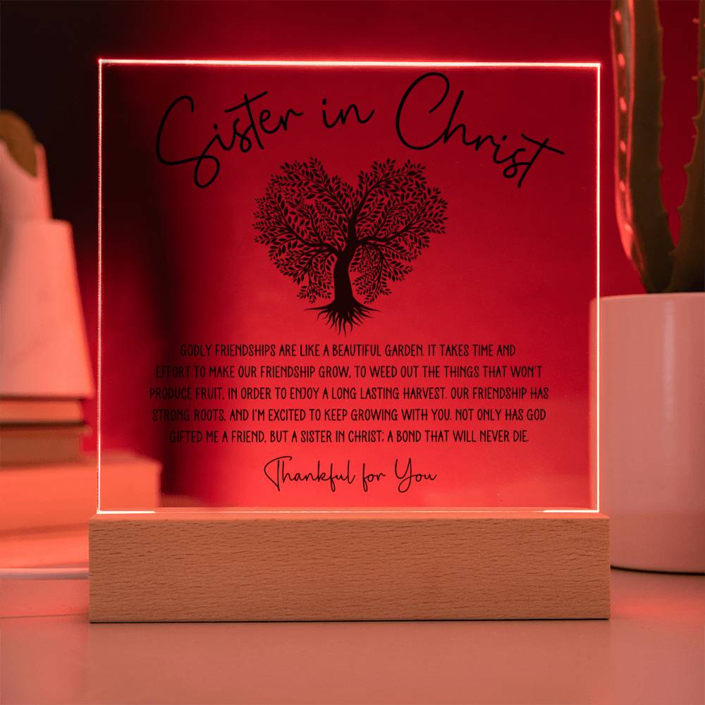 Heart Tree Sister in Christ Friendship Acrylic Plaque