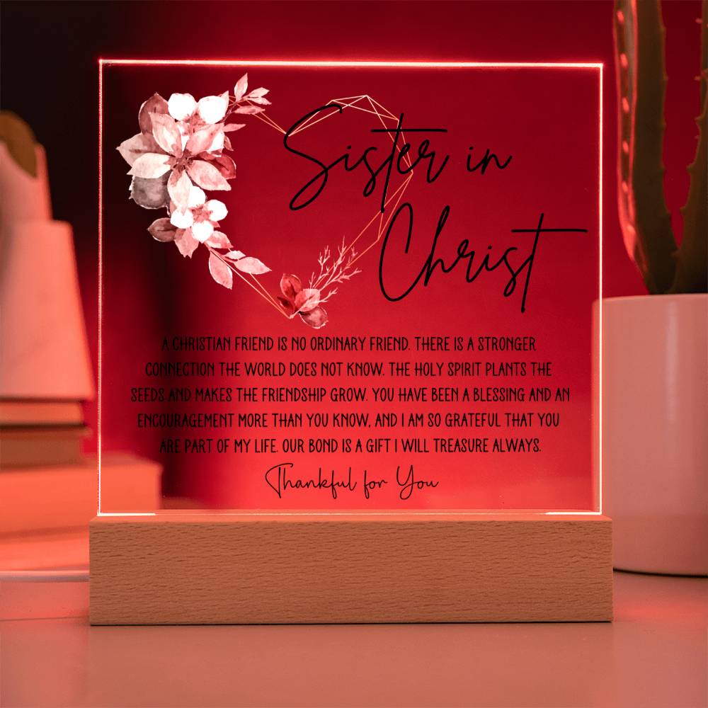 Sister in Christ Friendship Acrylic Square Plaque