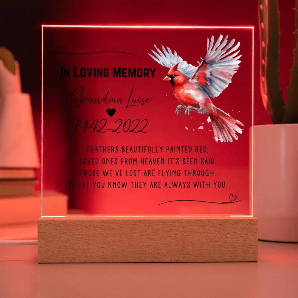 Cardinal Personalized Memorial Acrylic Plaque