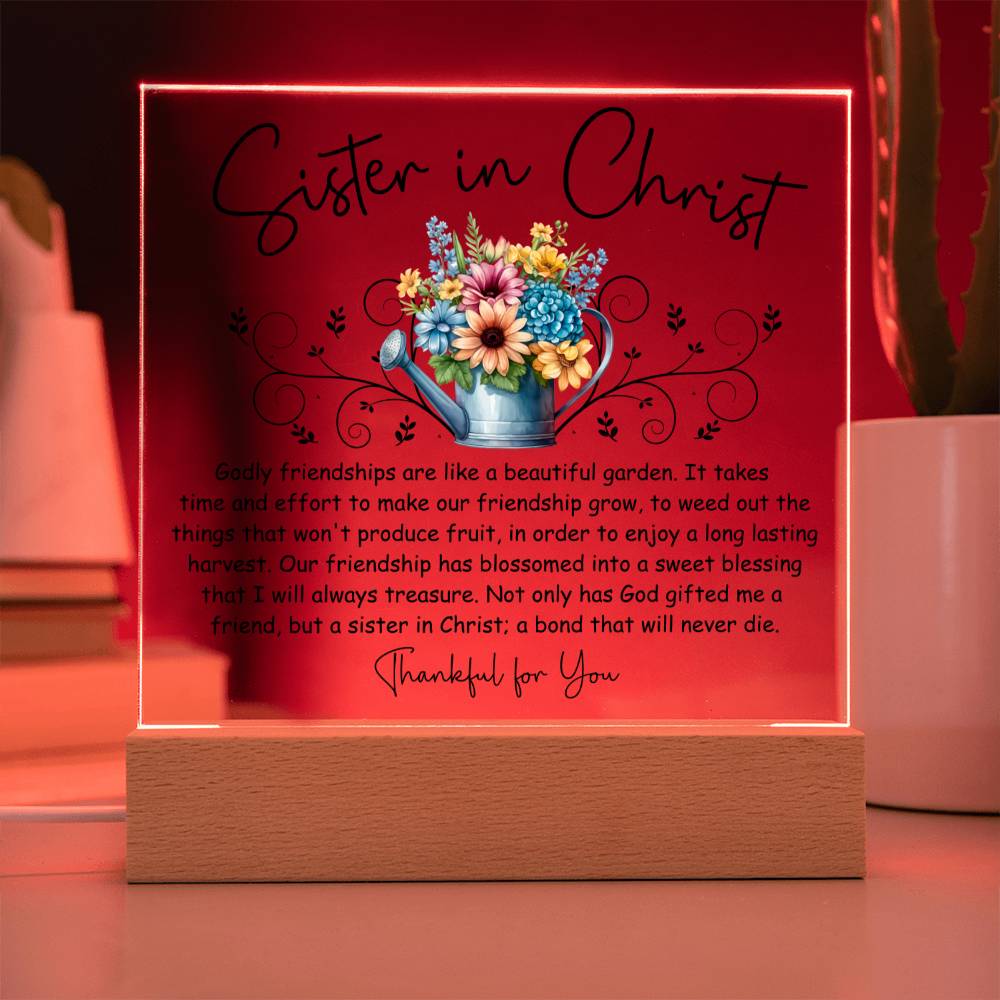 Sister in Christ Friendship Garden Acrylic Plaque