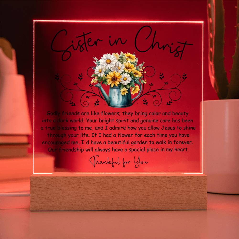 Sister in Christ Friendship Flowers Acrylic Plaque