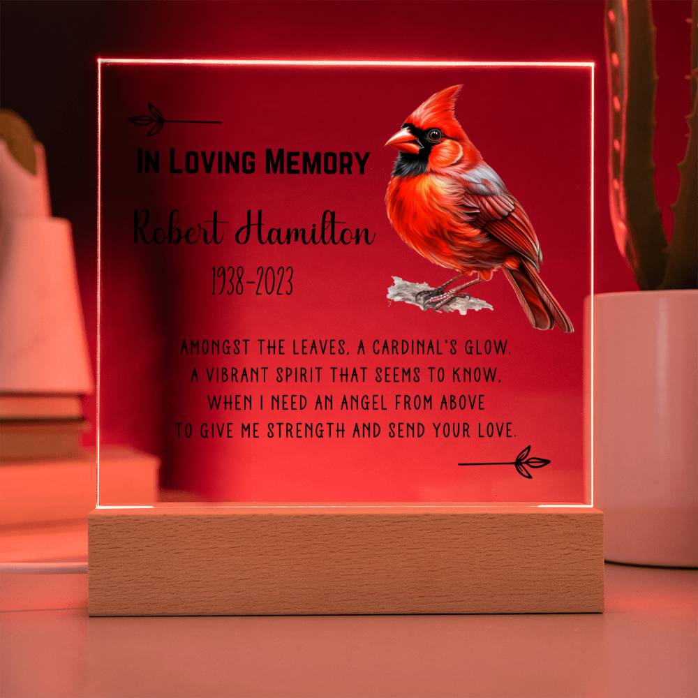Vibrant Cardinal Memorial Personalized Acrylic Plaque
