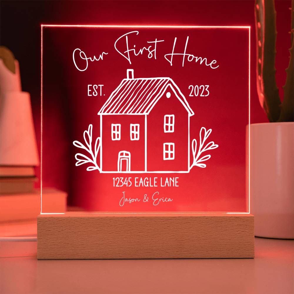Our First Home Personalized Acrylic Plaque - White