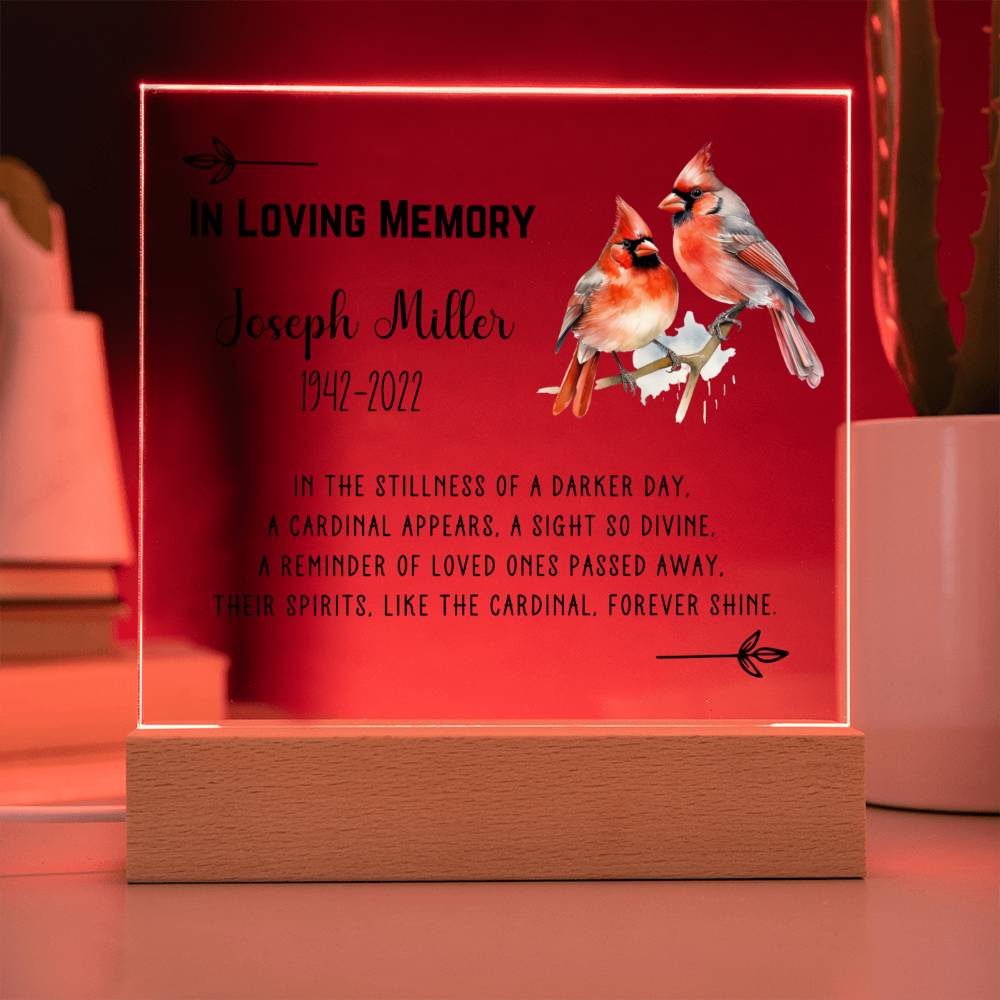 Cardinal Poem Memorial Personalized Acrylic Plaque