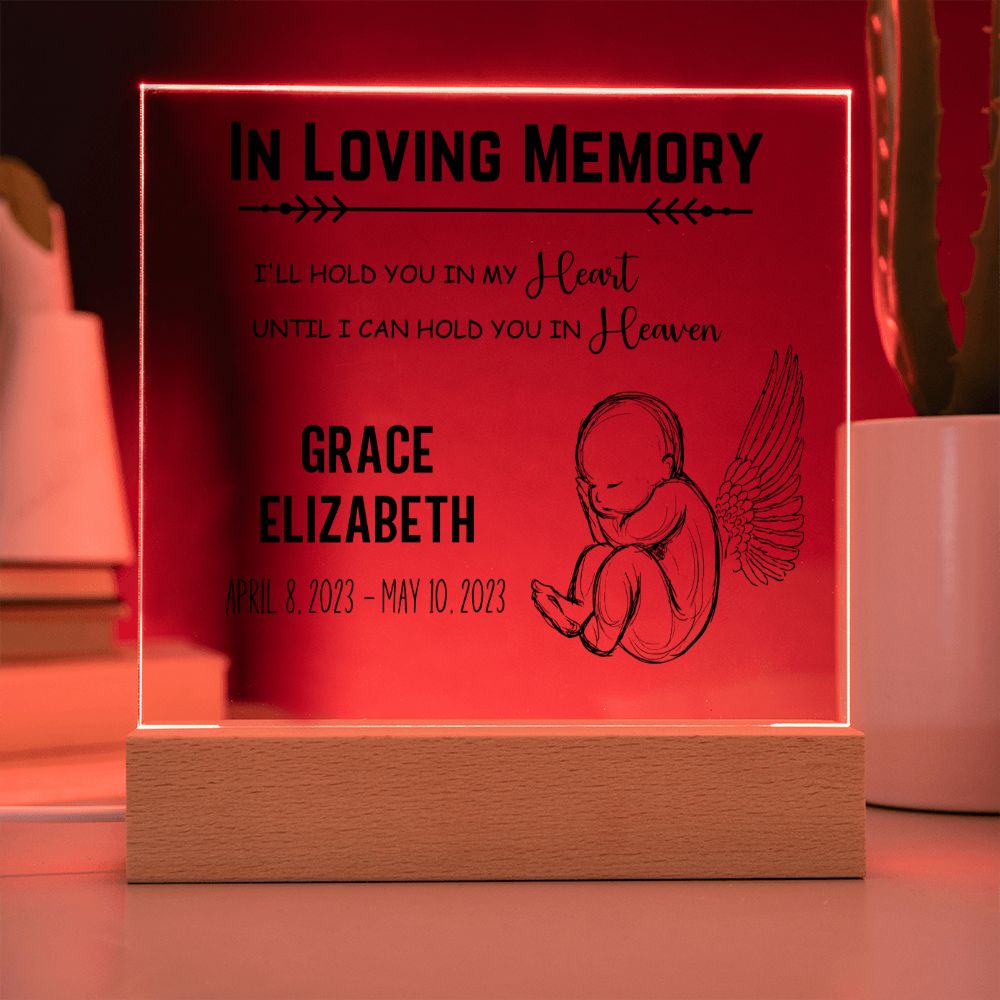 Personalized Baby Memorial Illuminated Acrylic Plaque for Infant Loss