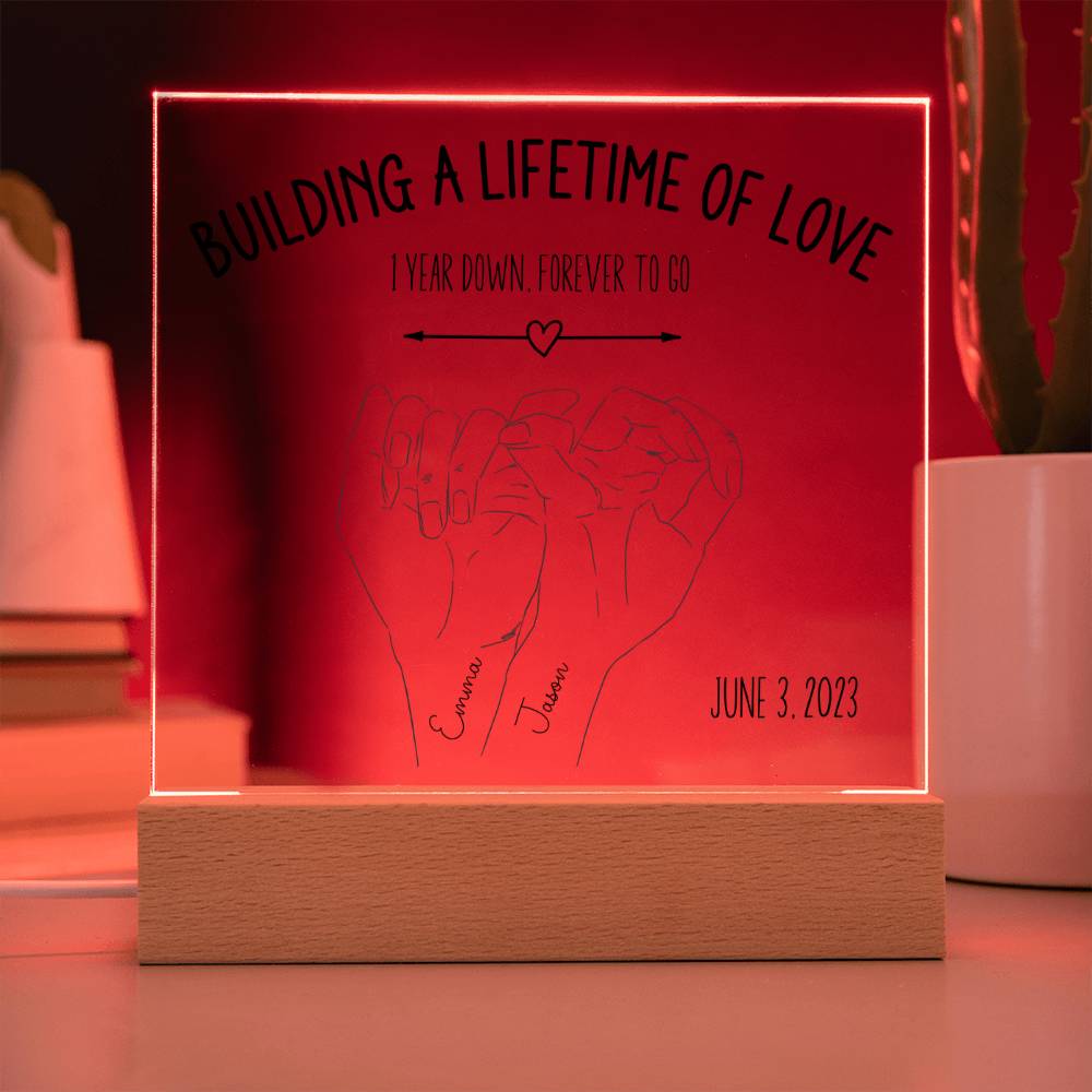 Personalized Lifetime of Love 1 Year Anniversary Plaque