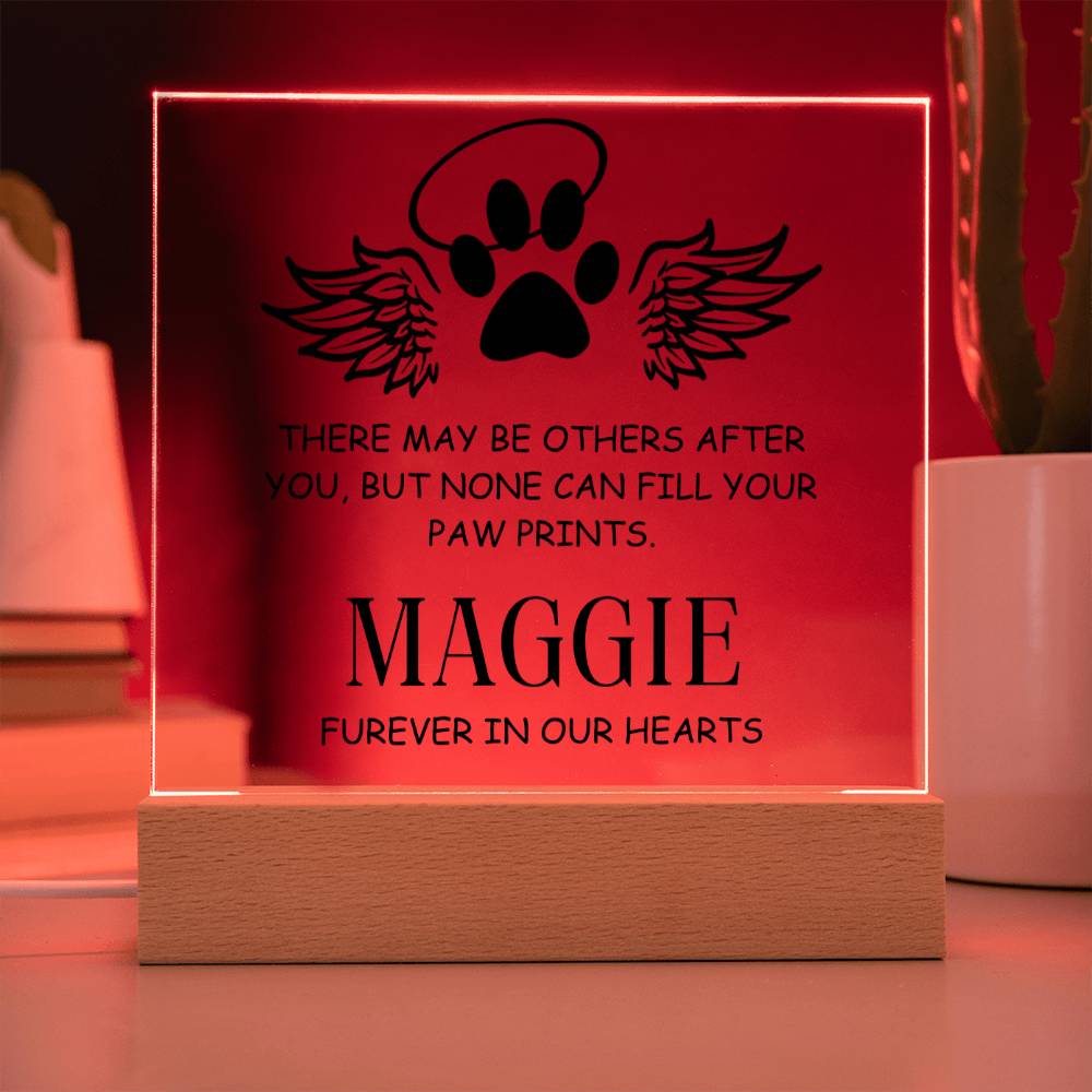 Personalized Pet Loss Memorial Plaque Paw Print Angel Wings