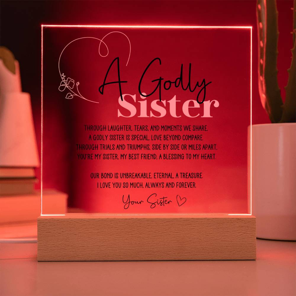 Godly Sister Poem Gift from Sister Acrylic Plaque - Pink