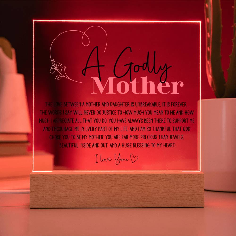 Godly Mother Heartfelt Acrylic Plaque - Pink
