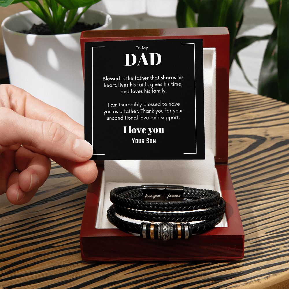 To My Dad Engraved Bracelet From Son