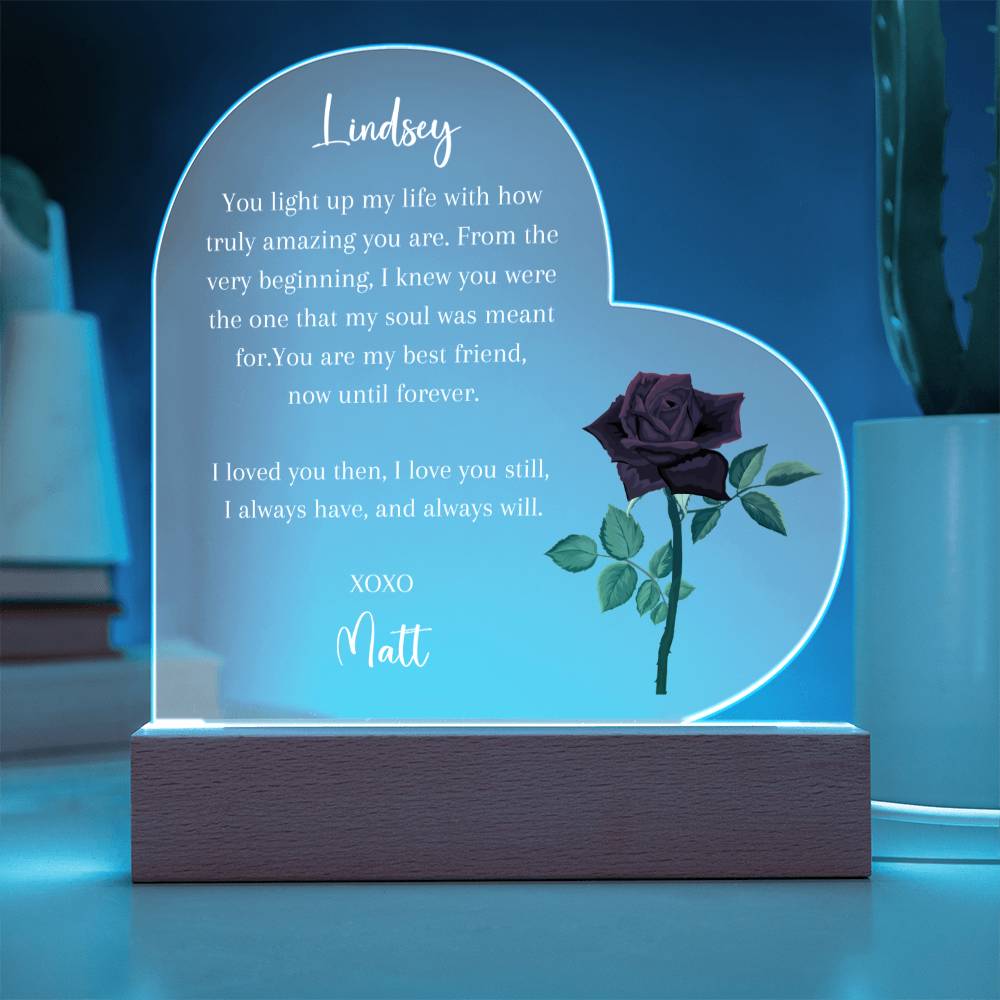 Red Rose Personalized Acrylic Heart Plaque