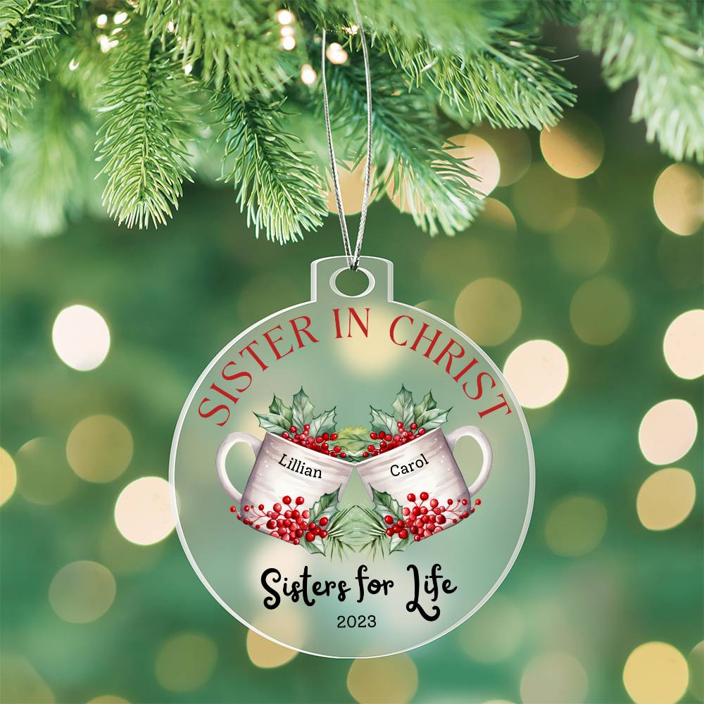 Sister in Christ Personalized Christmas Mugs Acrylic Ornament