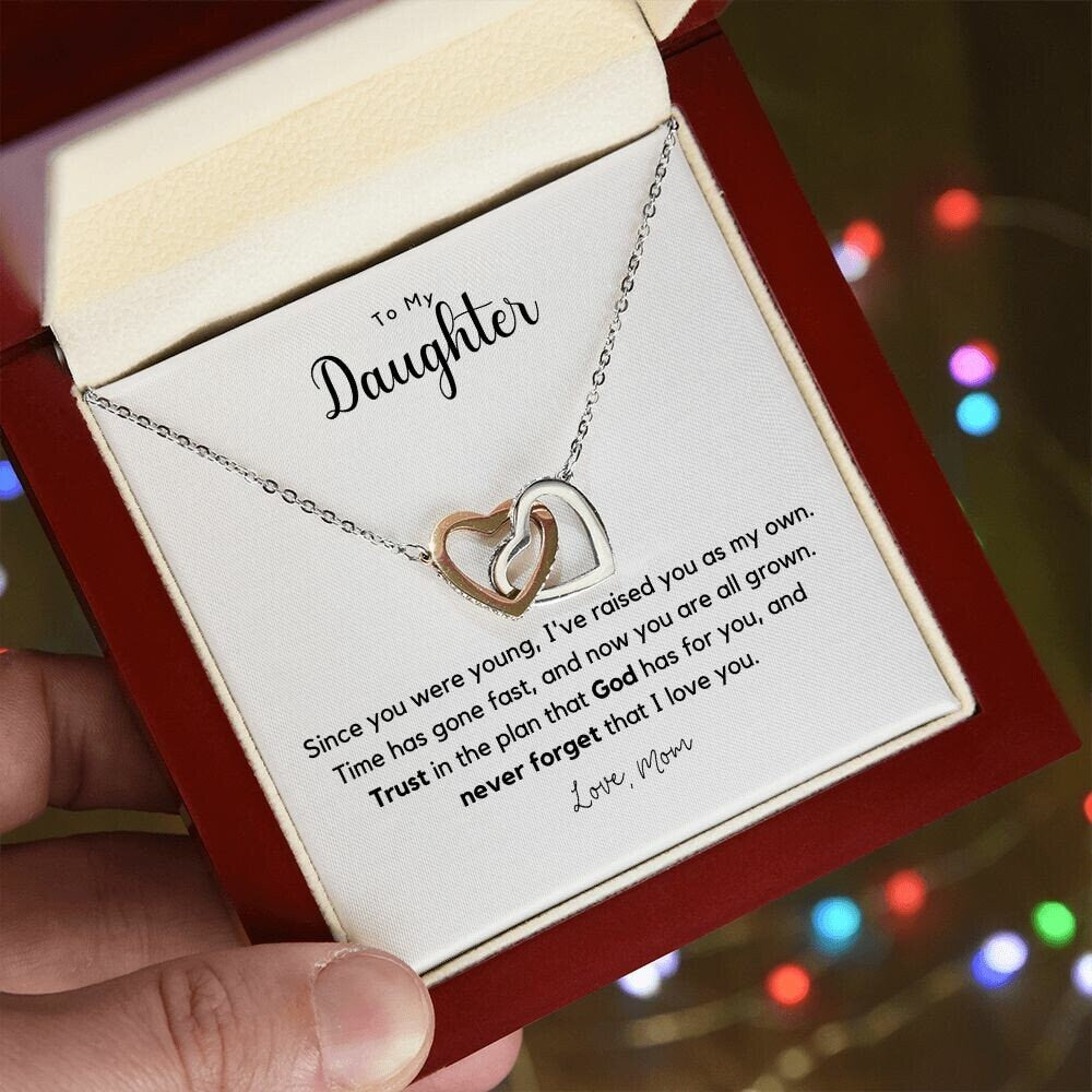 Unbiological Daughter Graduation Gift from Mom Interlocking Hearts Necklace