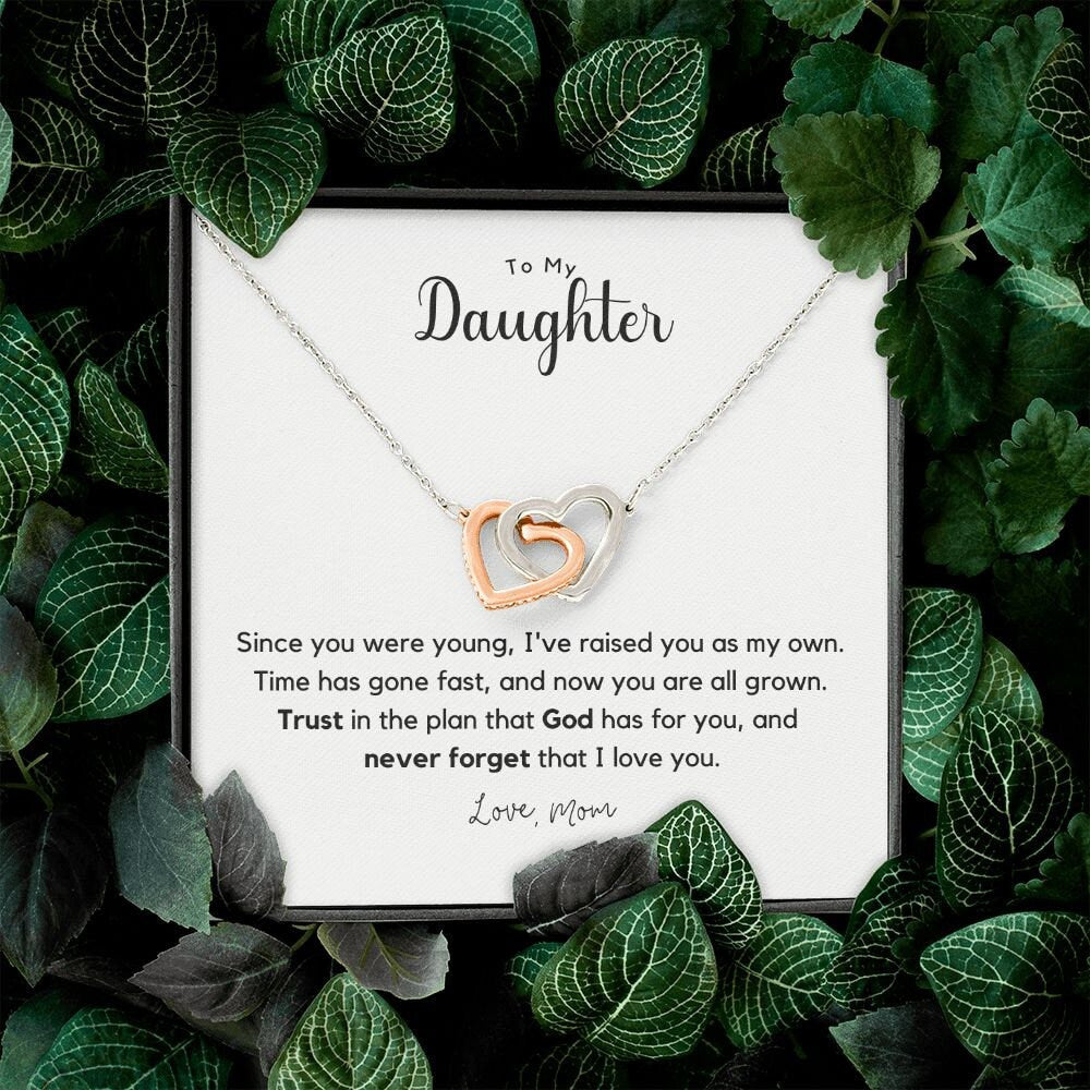 Unbiological Daughter Graduation Gift from Mom Interlocking Hearts Necklace