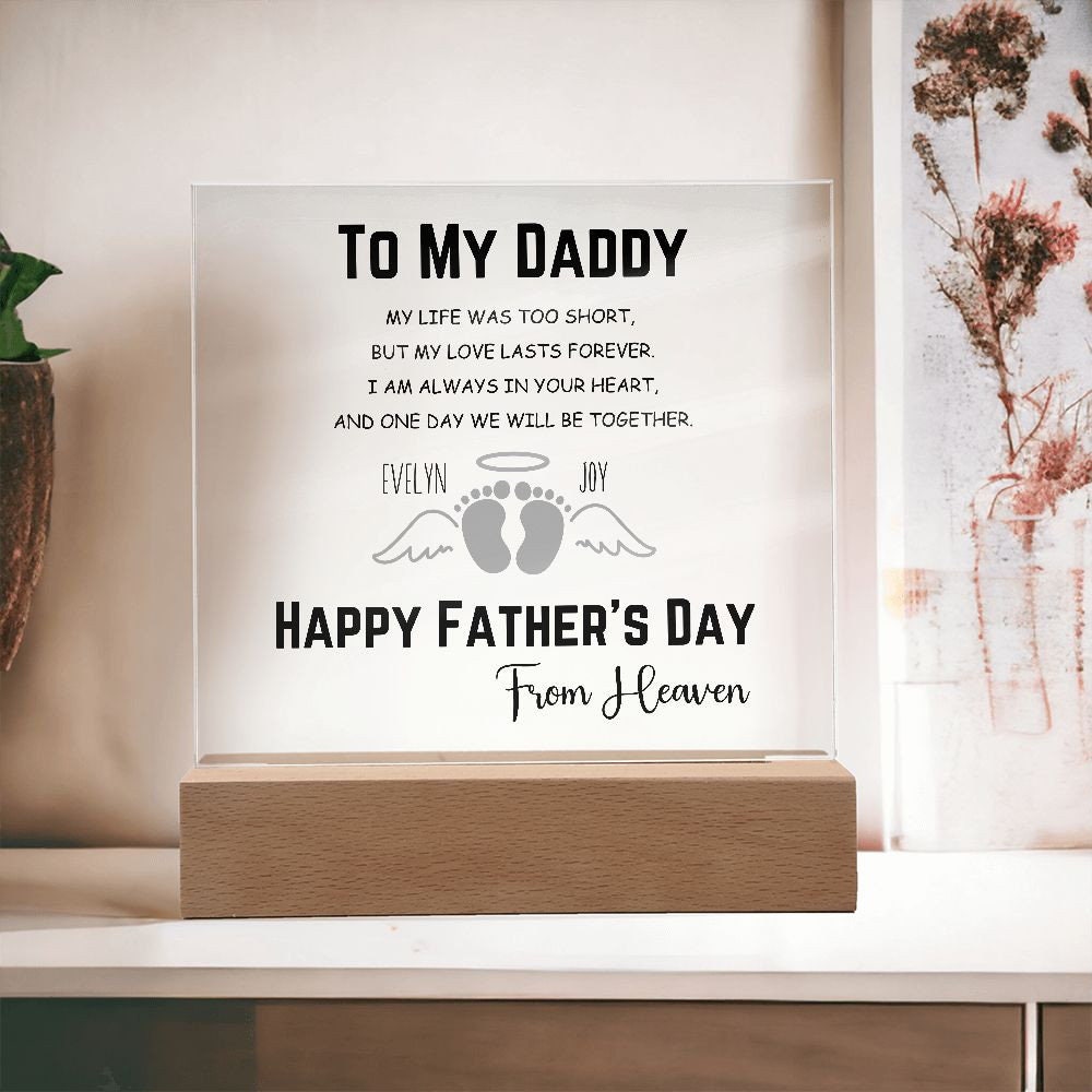 Memorial Plaque Fathers Day Gift Miscarriage Gifts for Dad Father's Day from Heaven Personalized Illuminated Plaque