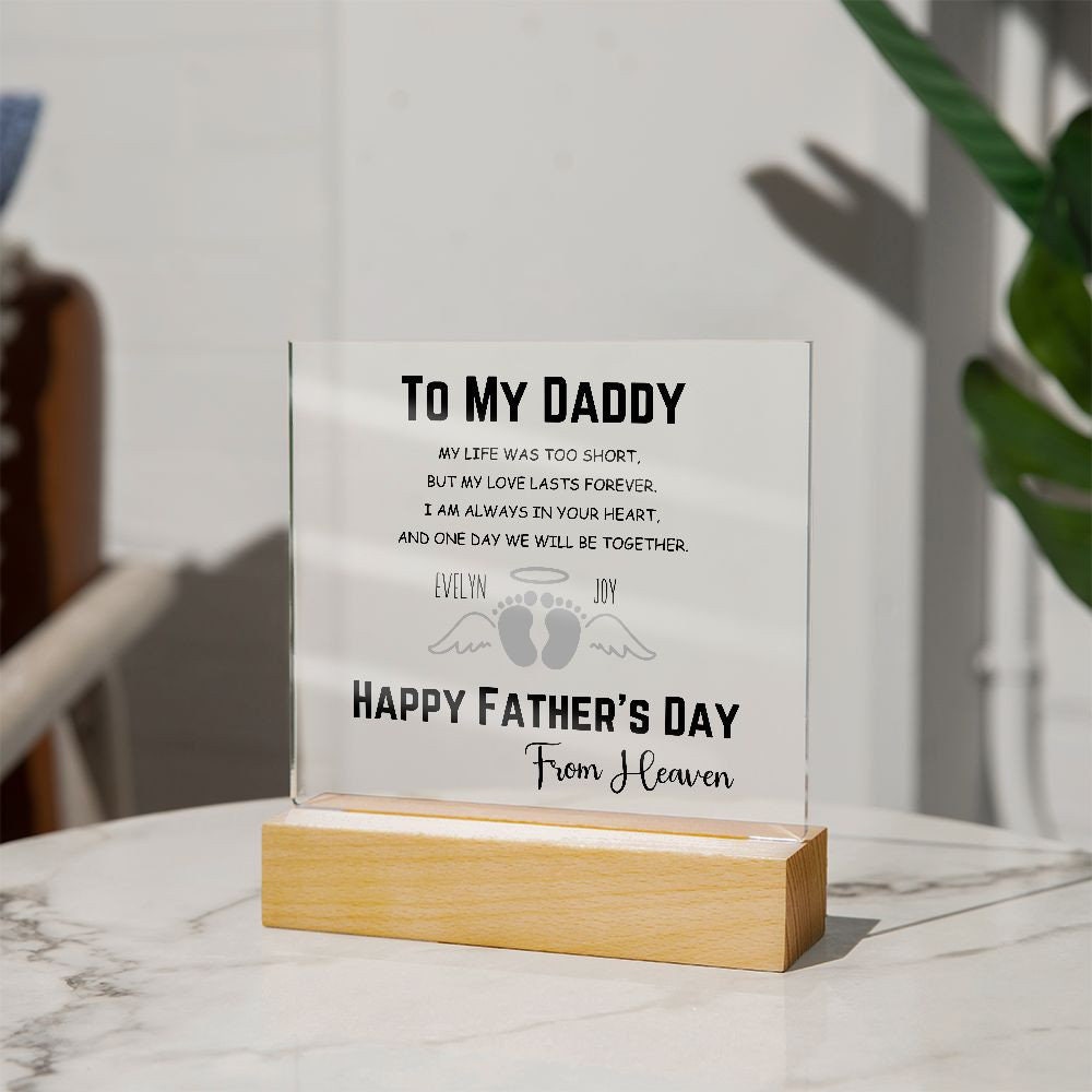 Memorial Plaque Fathers Day Gift Miscarriage Gifts for Dad Father's Day from Heaven Personalized Illuminated Plaque