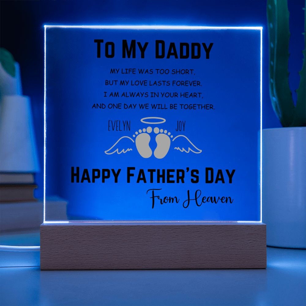 Memorial Plaque Fathers Day Gift Miscarriage Gifts for Dad Father's Day from Heaven Personalized Illuminated Plaque