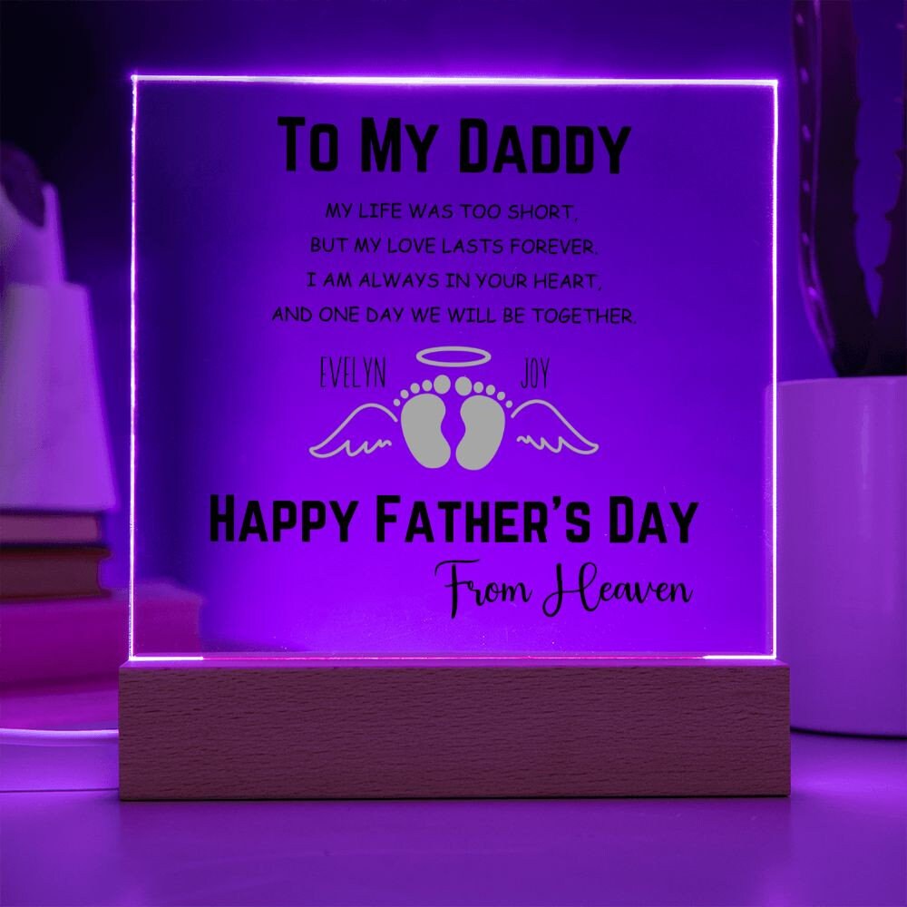 Memorial Plaque Fathers Day Gift Miscarriage Gifts for Dad Father's Day from Heaven Personalized Illuminated Plaque