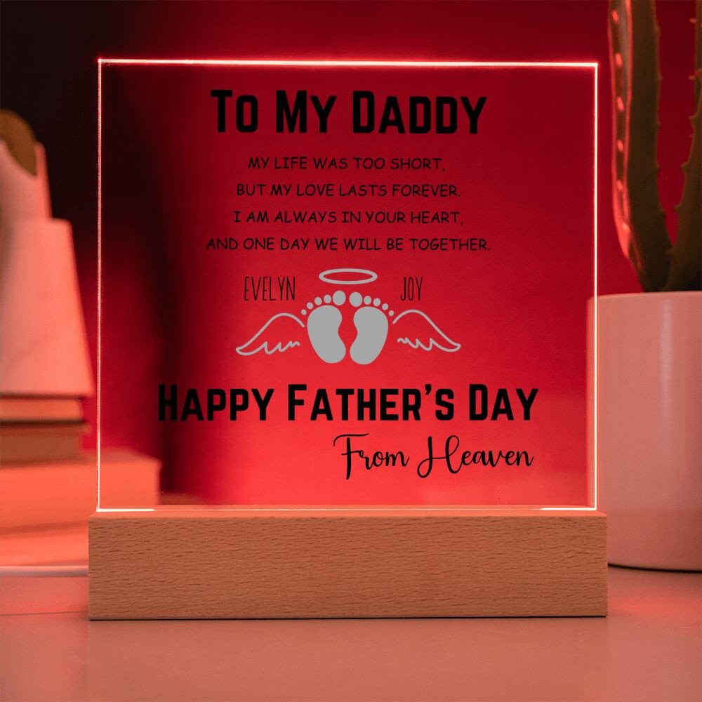 Memorial Plaque Fathers Day Gift Miscarriage Gifts for Dad Father's Day from Heaven Personalized Illuminated Plaque