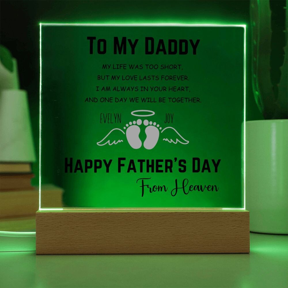 Memorial Plaque Fathers Day Gift Miscarriage Gifts for Dad Father's Day from Heaven Personalized Illuminated Plaque