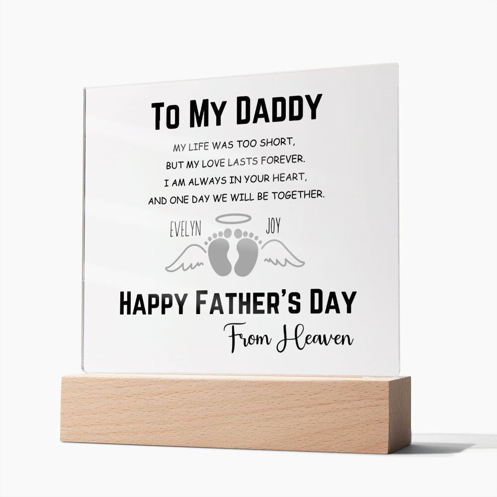 Memorial Plaque Fathers Day Gift Miscarriage Gifts for Dad Father's Day from Heaven Personalized Illuminated Plaque