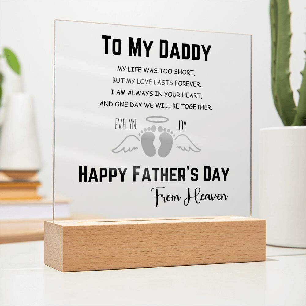 Memorial Plaque Fathers Day Gift Miscarriage Gifts for Dad Father's Day from Heaven Personalized Illuminated Plaque