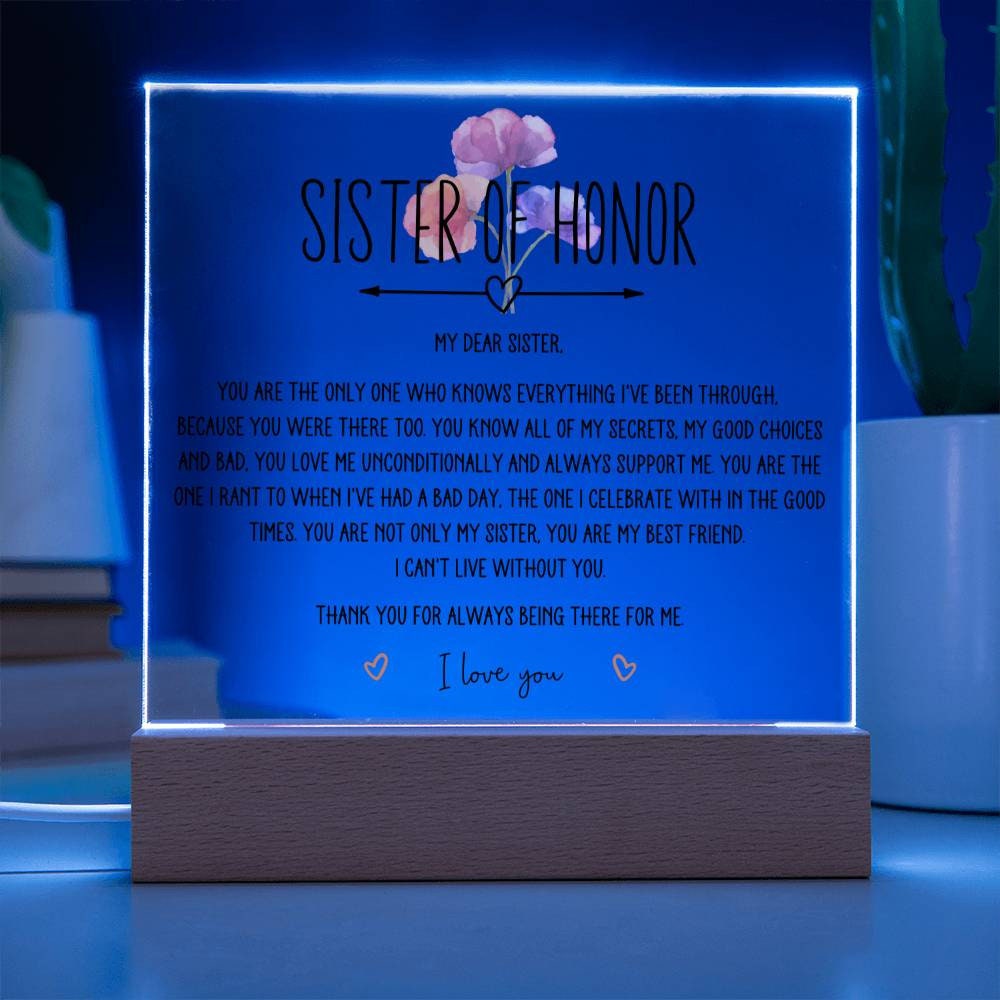 Sister of Honor Plaque Sister Gift from Bride Gift for Maid of Honor Sister Gift MOH Sister of the Bride Maid of Honor Gift