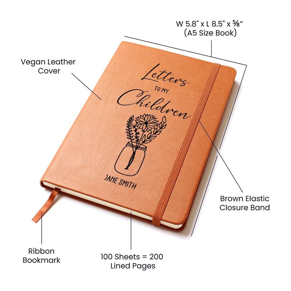 Letters to My Children Personalized Leather Journal Custom Leather Notebook Letters to My Kids Letters Memory Journal Mom Journal