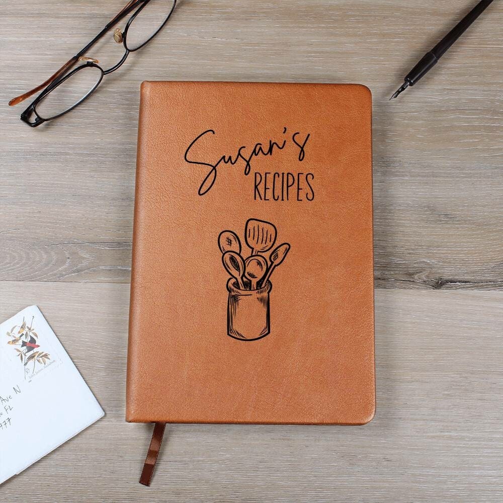Personalized Leather Recipe Book, Heirloom Recipe Book Gift for Cooking, Leather Cookbook, Custom Recipe Journal, Blank Recipe Book