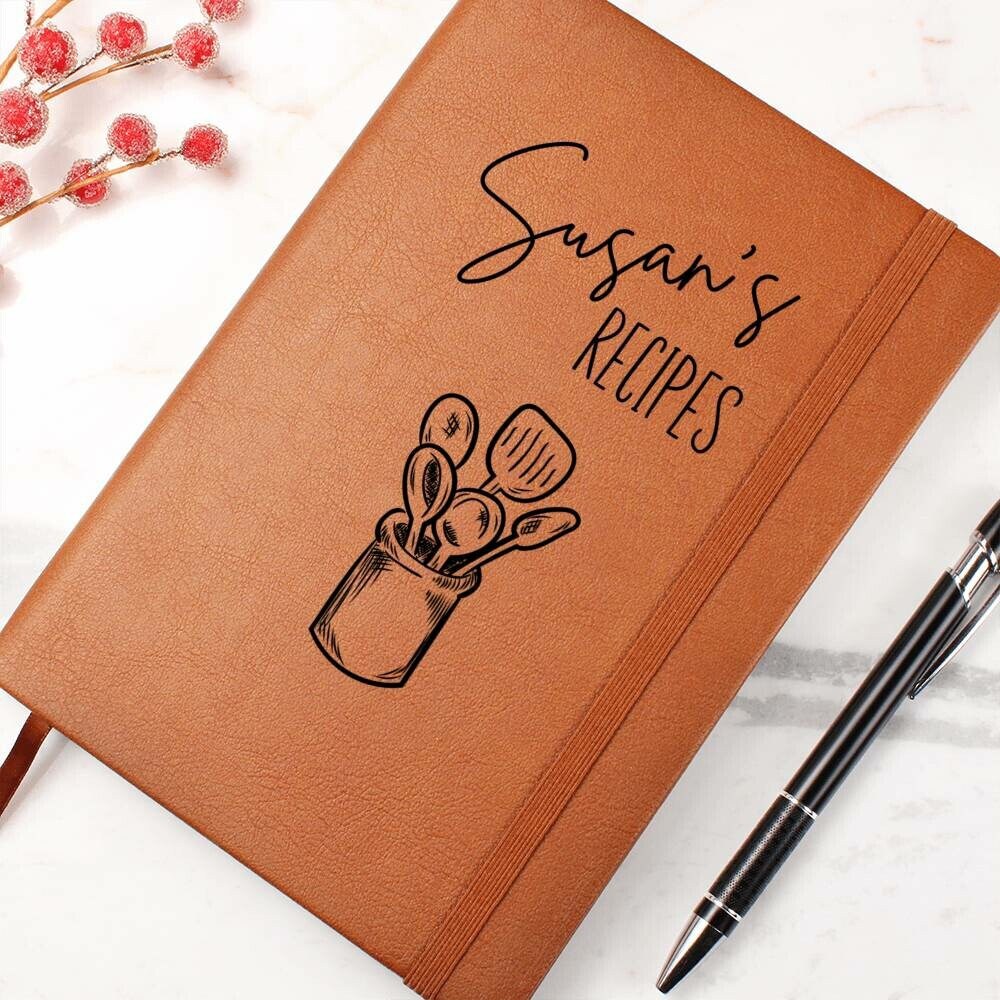 Personalized Leather Recipe Book, Heirloom Recipe Book Gift for Cooking, Leather Cookbook, Custom Recipe Journal, Blank Recipe Book