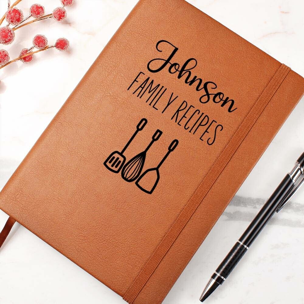 Personalized Family Recipe Book, Custom Leather Recipe Book, Cookbook Gift for Mom, Cooking Gift for Grandma, Heirloom Recipe Book