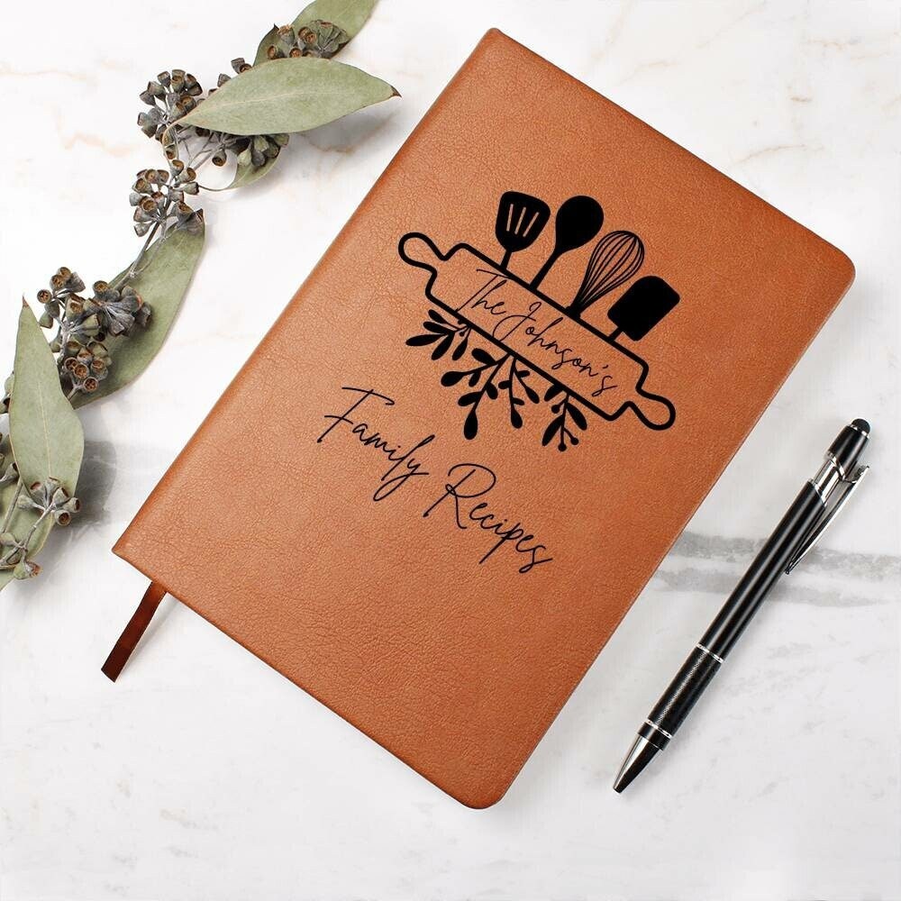 Personalized Family Recipe Book, Custom Leather Recipe Book, Personalized Family Cookbook, Family Christmas Gift for Couples Recipe Journal