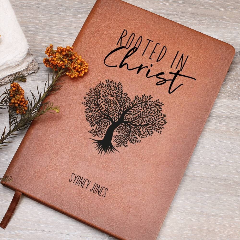 Rooted in Christ Personalized Leather Journal, Personalized Prayer