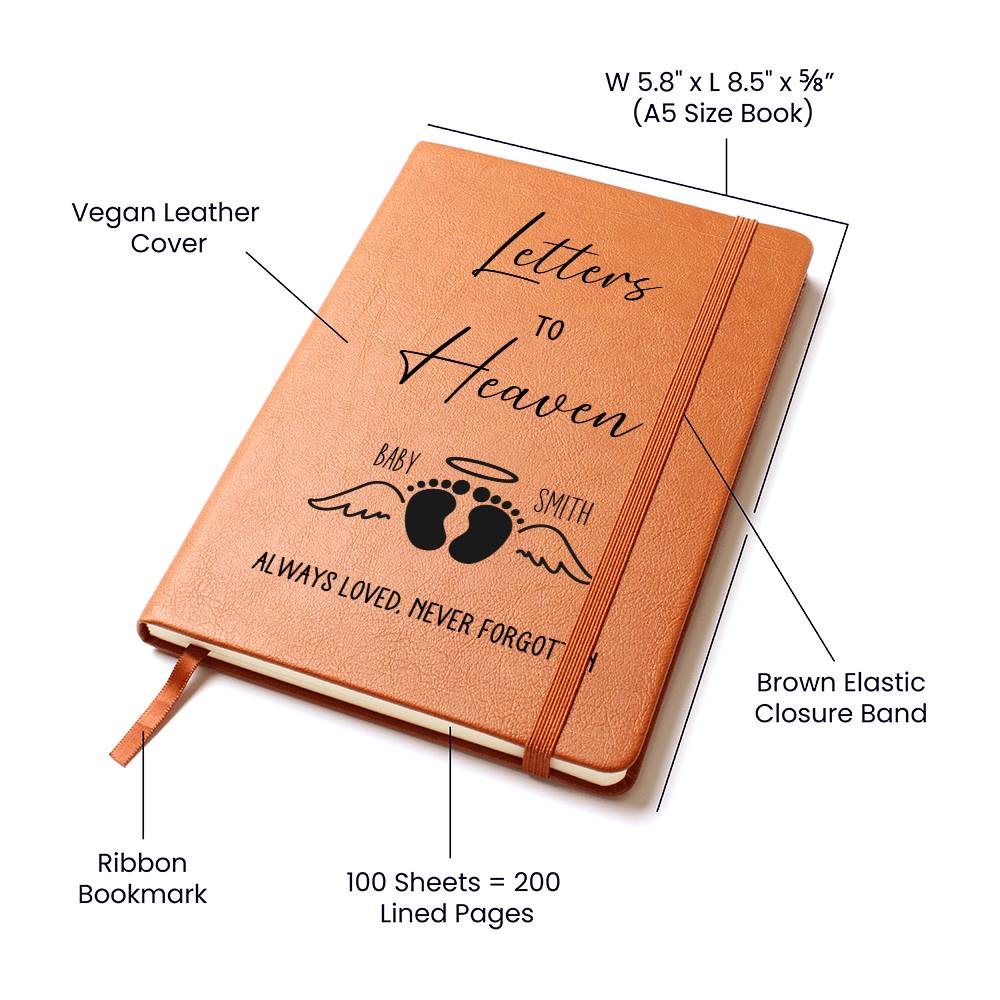Letters to Heaven Infant Loss Personalized Leather Journal