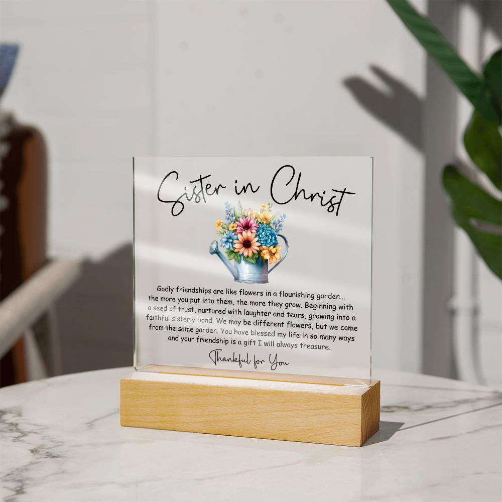 Sister in Christ Godly Friendship Flowers Acrylic Plaque