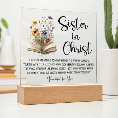Sister in Christ Rich Life Friendship Acrylic Plaque