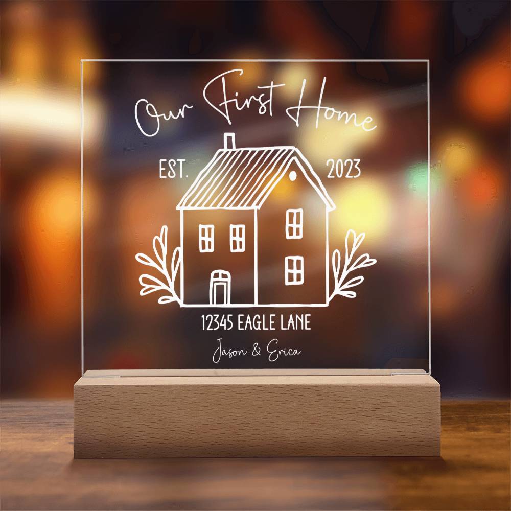Our First Home Personalized Acrylic Plaque - White