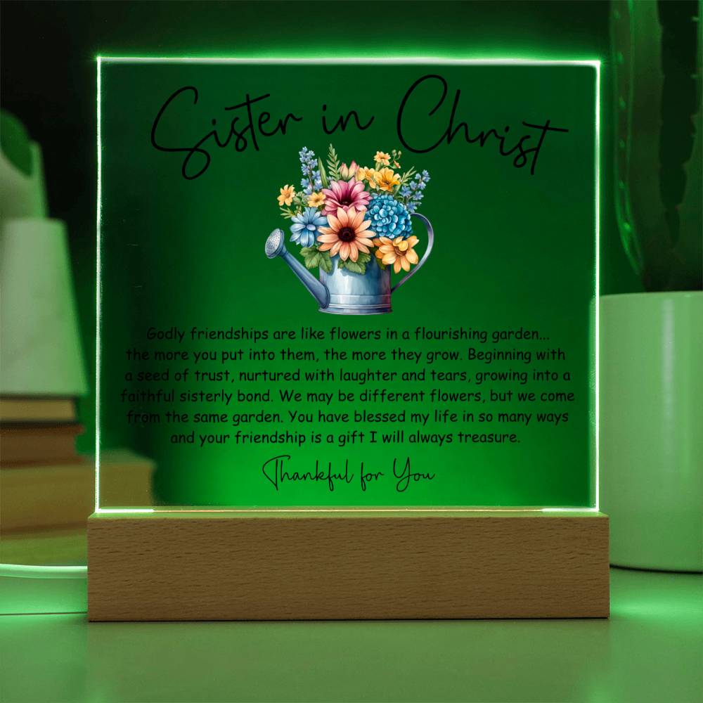 Sister in Christ Godly Friendship Flowers Acrylic Plaque
