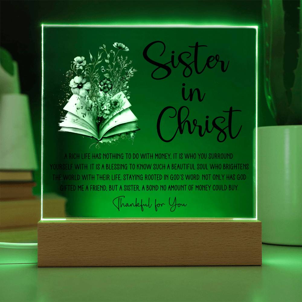 Sister in Christ Rich Life Friendship Acrylic Plaque