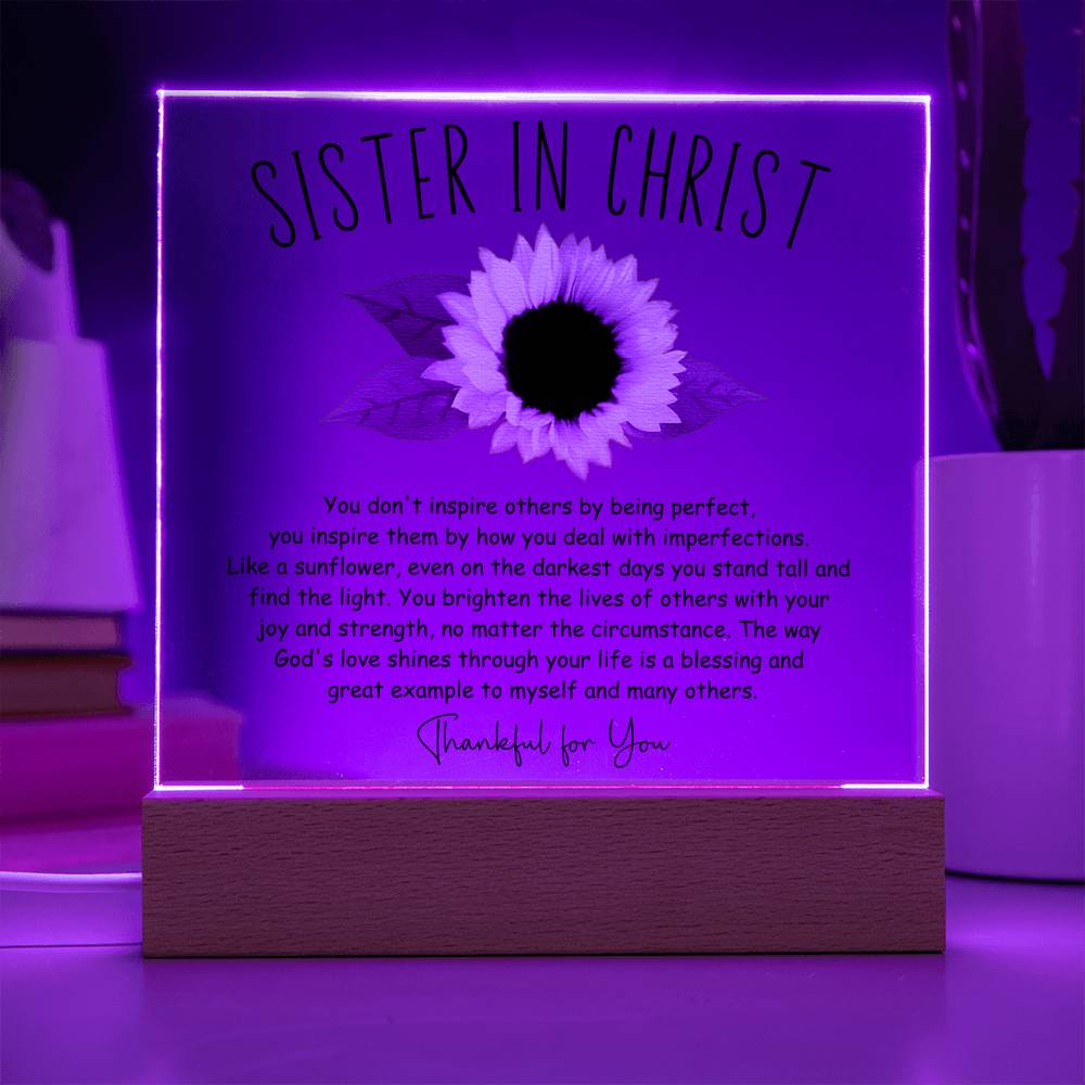 Sunflower Inspiring Sister in Christ Friendship Acrylic Plaque