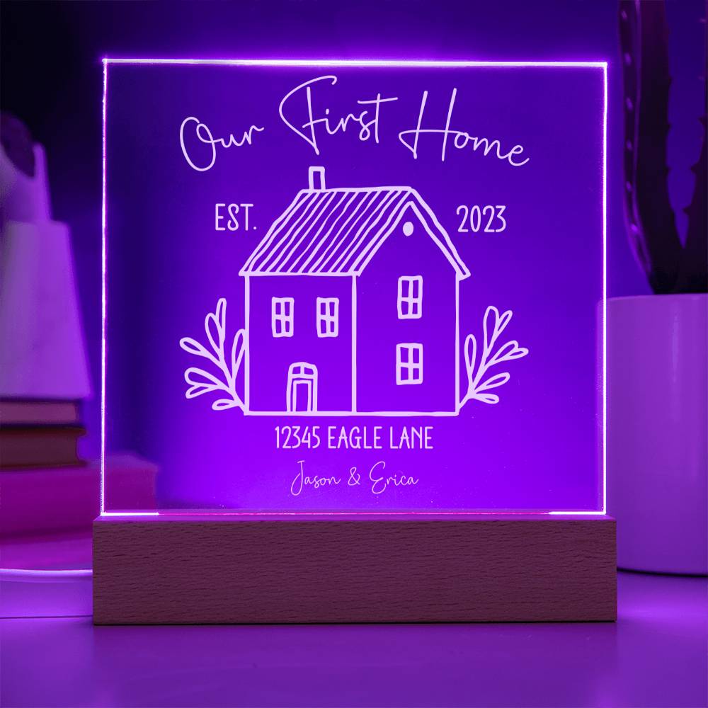 Our First Home Personalized Acrylic Plaque - White