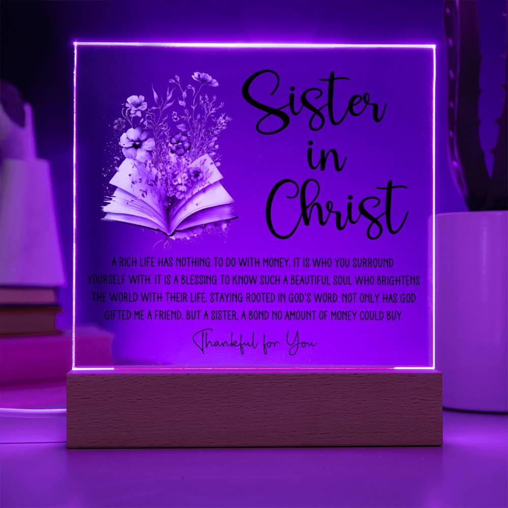 Sister in Christ Rich Life Friendship Acrylic Plaque